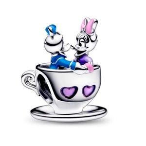 Pandora Disney Parks Donald and Daisy Duck in a Tea Cup Charm